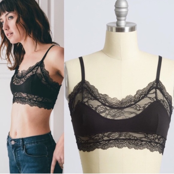 3/$25🧿NEW! Lace Cami Bralette - Black - Picture 2 of 6